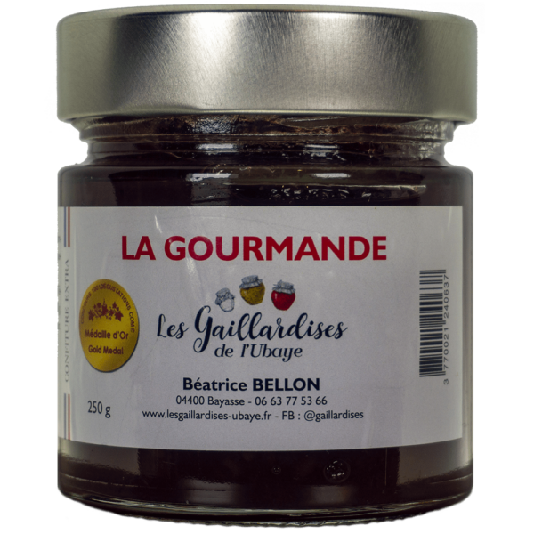 Confiture La Gourmande - Pêches Blanches, Framboises et Coquelicot